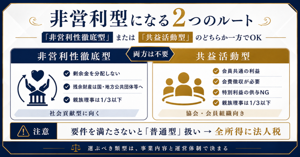 非営利型になる2つのルートの説明画像