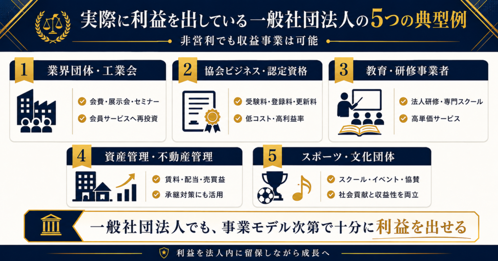 社団法人の5つの典型例の説明画像