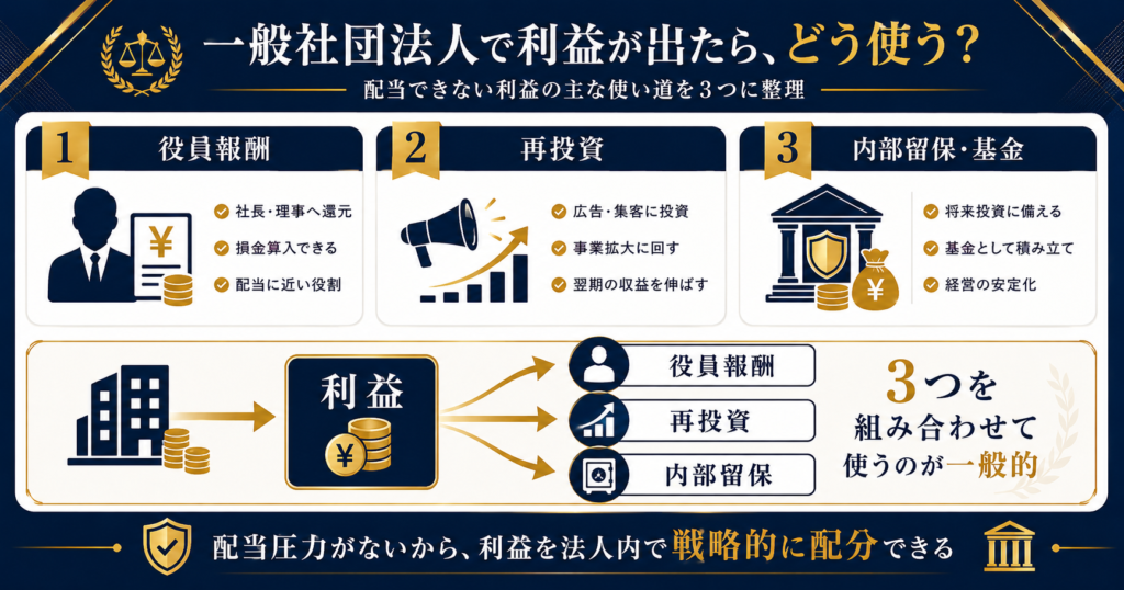 一般社団法人で利益が出たらどうするかの説明画像
